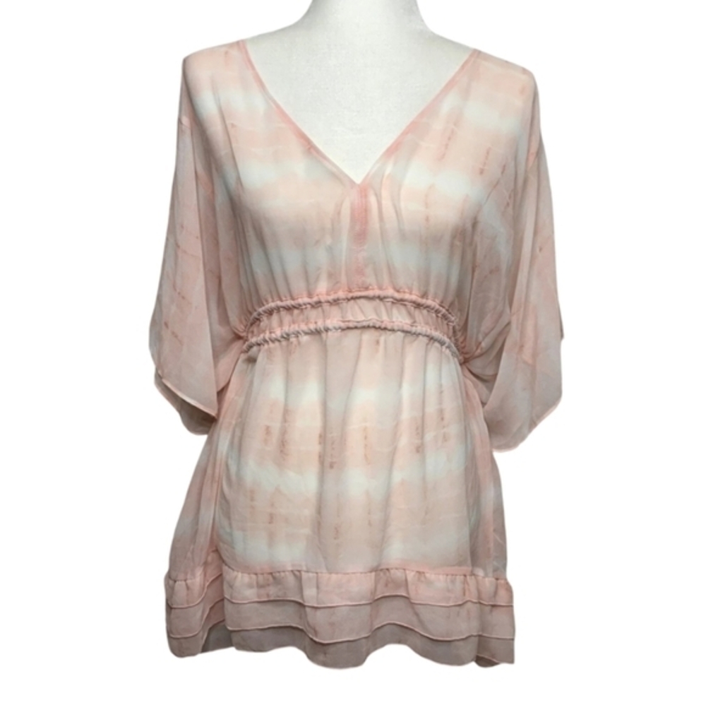 Lane Bryant Pink Tie Dye Kaftan Tunic Top V-Neck Tassel‎ Plus Size 26/28 4X